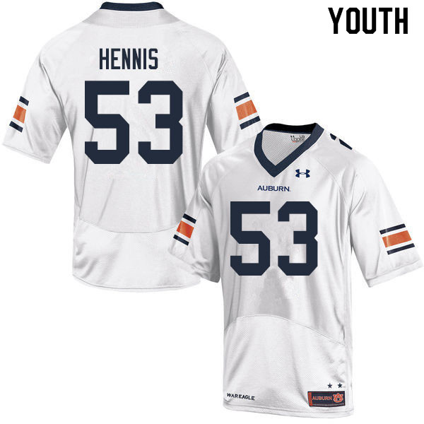 Youth #53 Sawyer Hennis Auburn Tigers College Football Jerseys Sale-White